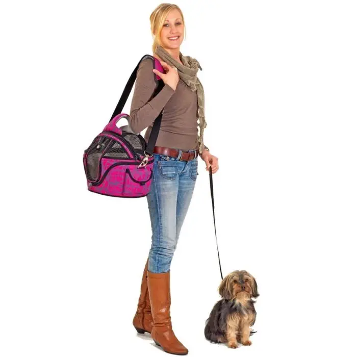 Flamingo Shopper De Luxe Hundbärväska & Säng 2i1 Rosa MEDIUM Billig
